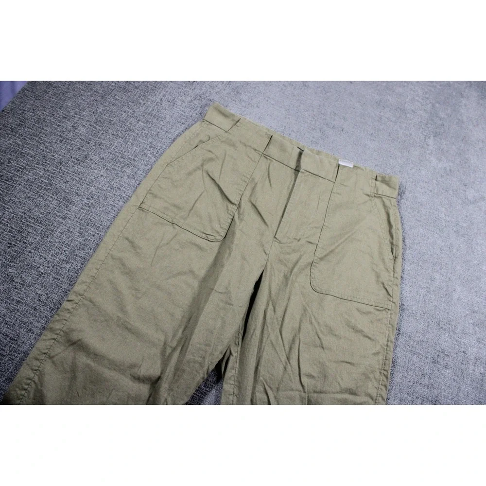 Banana Republic Womens Olive Green Linen Blend Utility Chino Pants Size 14